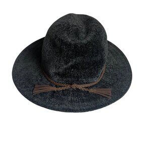 Altar'd State Western Wide Brim Chenille Velour Black Braided Rope Hat Fedora